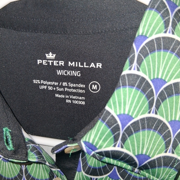 Peter Millar Abstract Print Wicking UPF 50+ Golf Polo LPGA Classic Meijer M - Picture 4 of 7